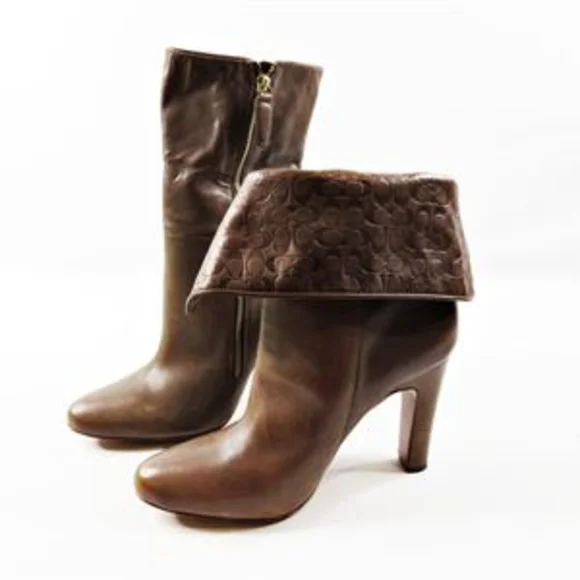 Coach Brown Leather Heeled Boots - Picture 5 of 8